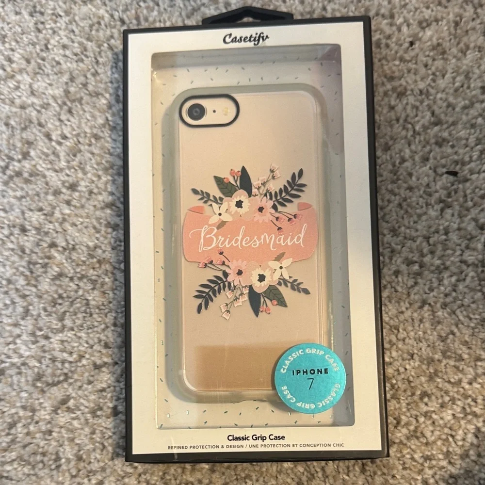 Casetify Floral Bridesmaid iPhone 7 Case - Pink and White
